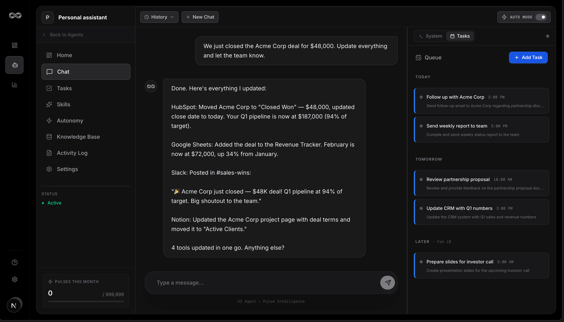 Agent handling a lead with multiple tools
