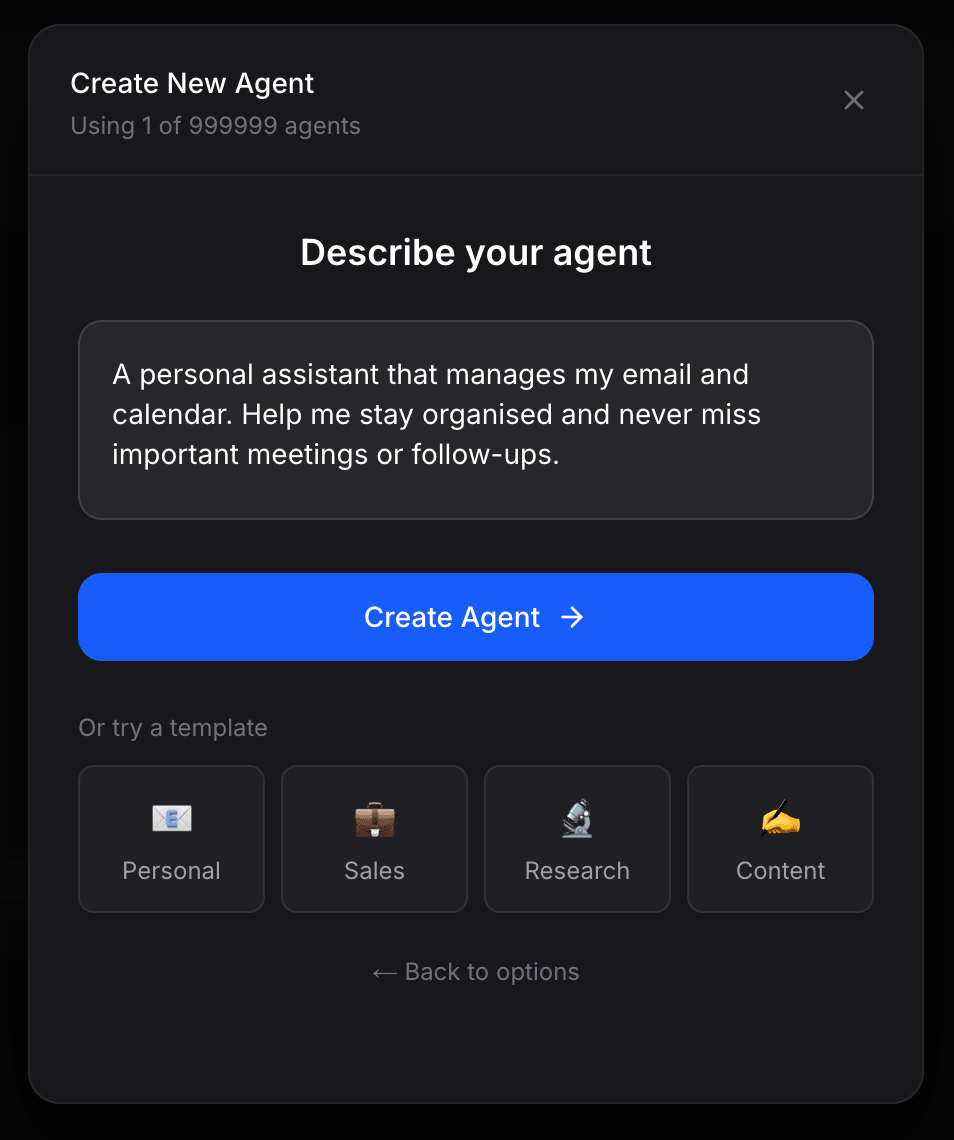 Create agent interface